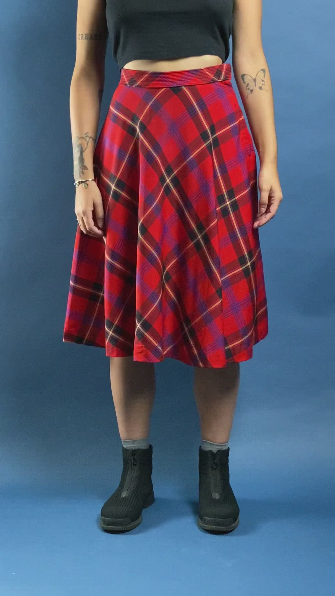 Vintage 1970s Check Midi Skirt