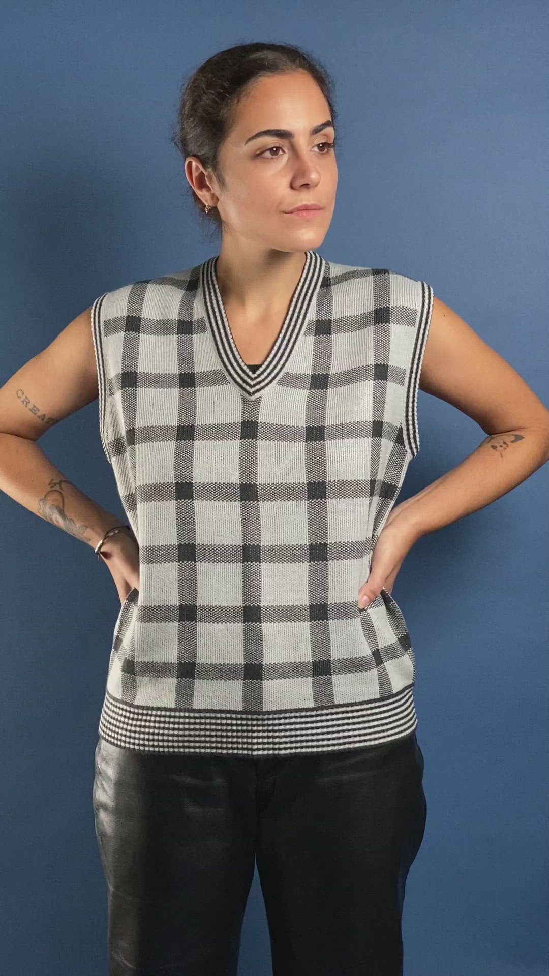 Vintage 1980s Check Acrylic Vest