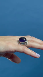 Load and play video in Gallery viewer, Vintage 1970s Boho Style Amethyst Silver Ring
