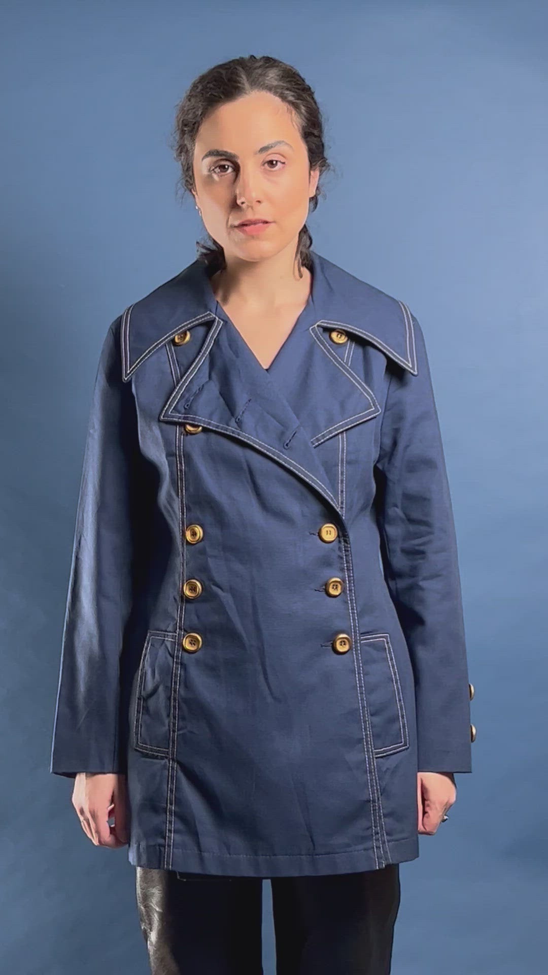 Vintage 1960s Joseph Magnin Blue Trench Coat