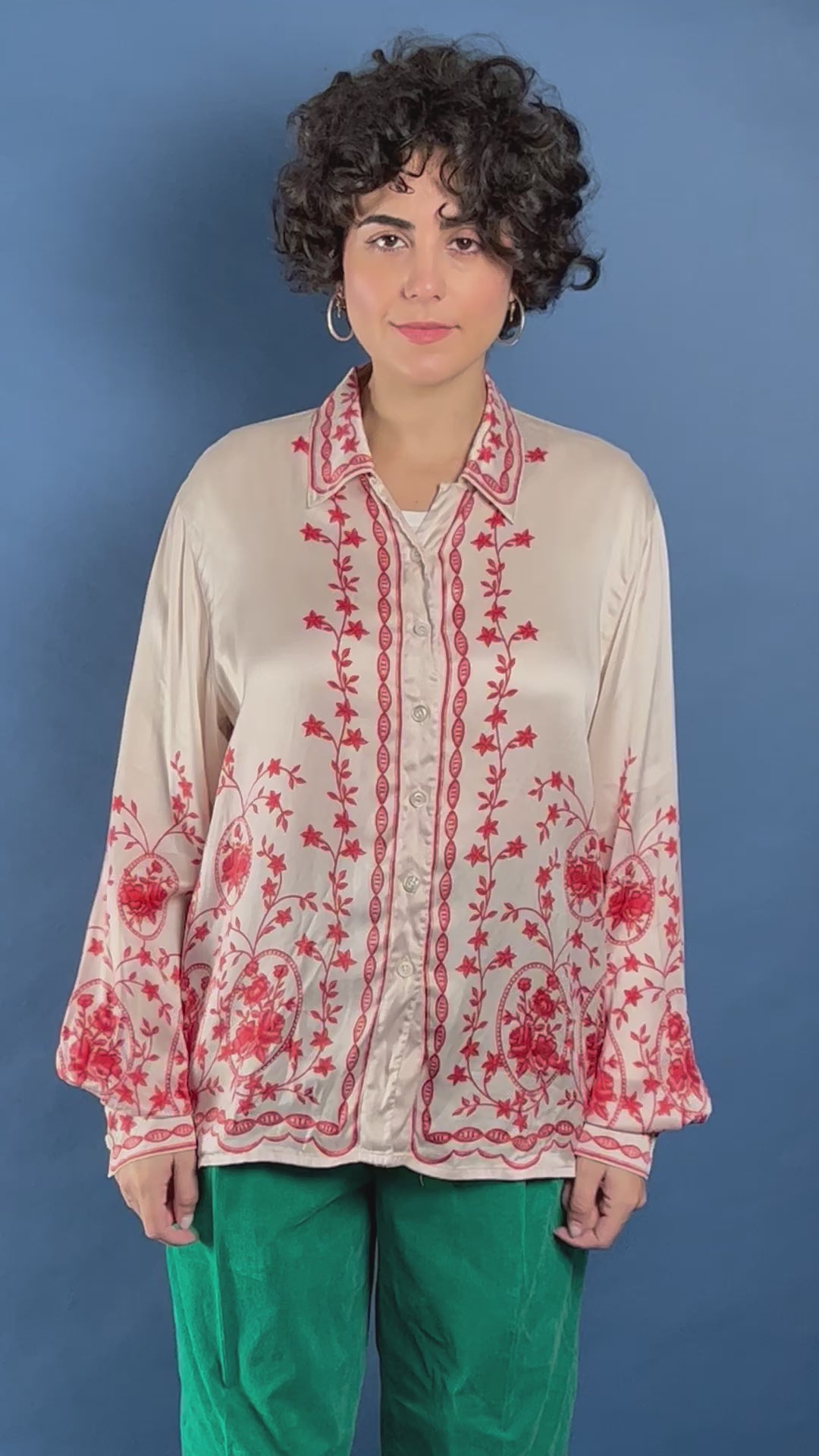 Vintage 1980s ESCADA by Margaretha Ley, 100% Silk Floral Shirt