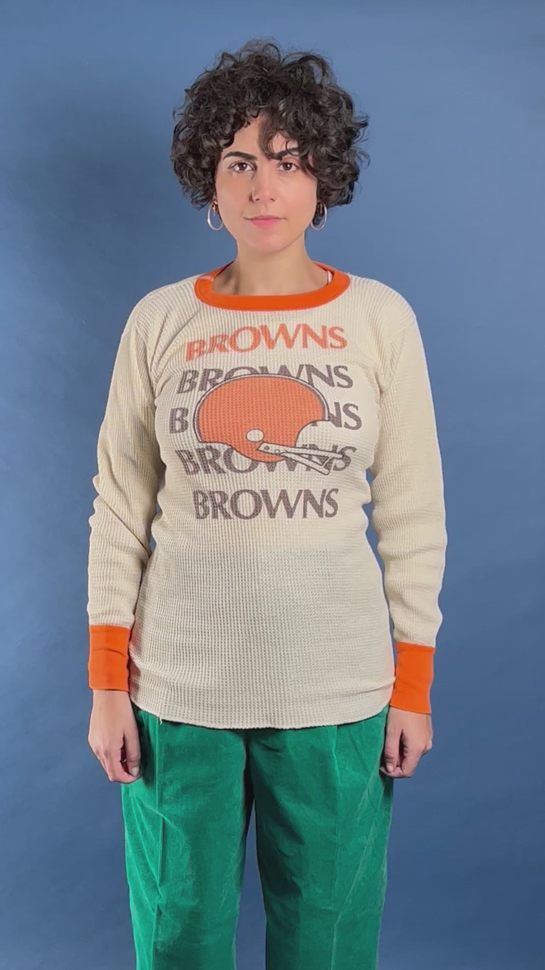 Vintage 1980s NFL BROWNS Warmer Football 50/50 Jersey Top