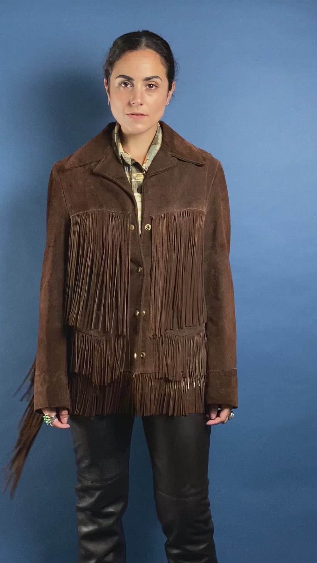 Vintage 1970s Suede Western Fringe Coat