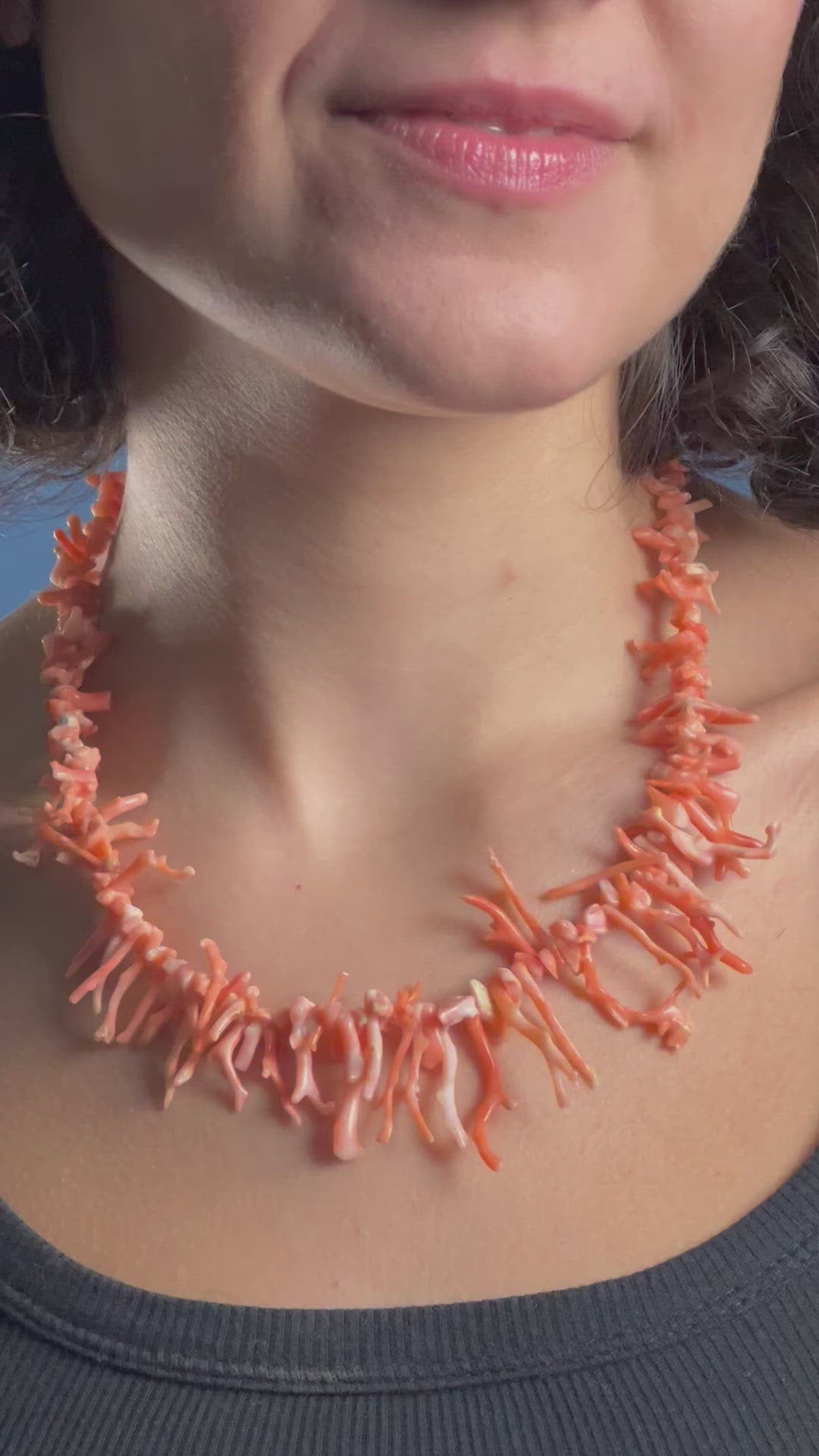 Antique Art Deco 1930s Coral Branches Beaded Necklace