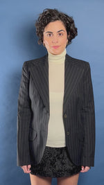 Load and play video in Gallery viewer, Vintage 1990s Dolce &amp; Gabbana Pinstripe Blazer, Made in Italy
