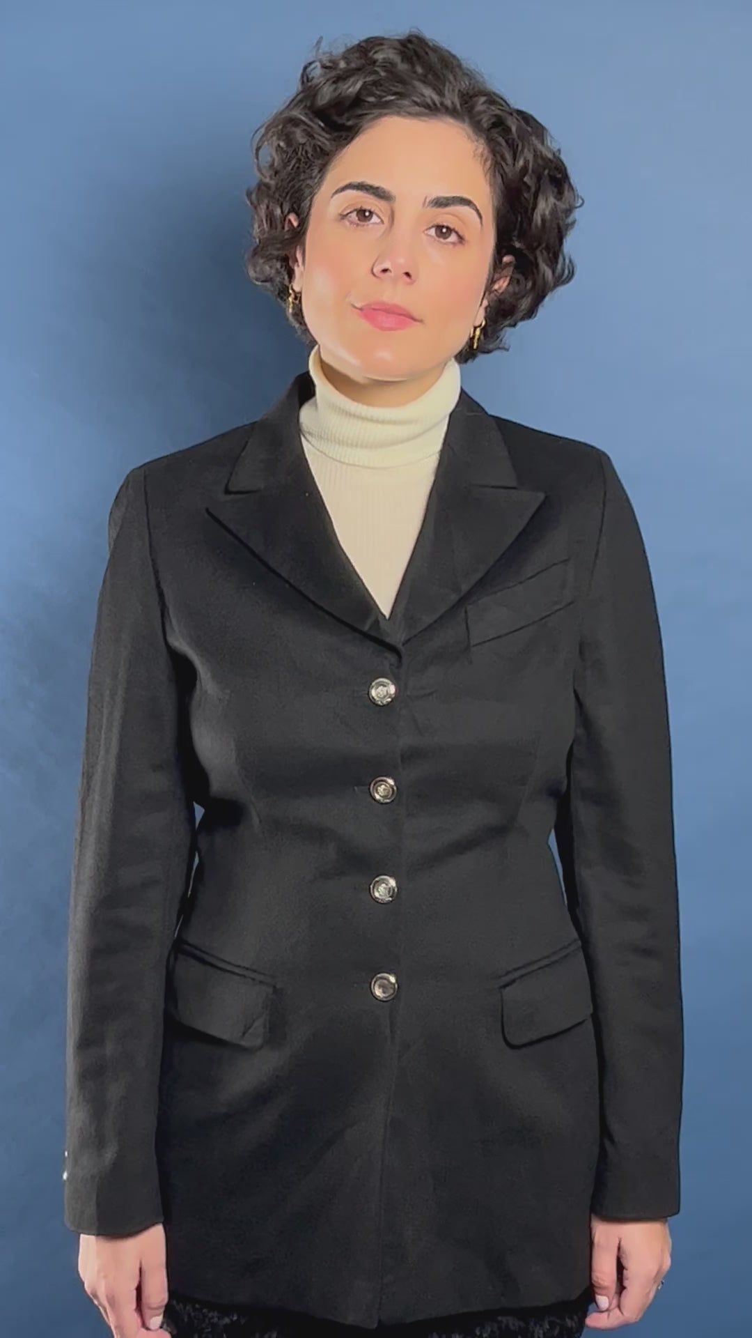 Vintage 1980s ESCADA Margaretha Ley Black Cashmere Blazer