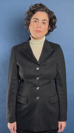 Load and play video in Gallery viewer, Vintage 1980s ESCADA Margaretha Ley Black Cashmere Blazer
