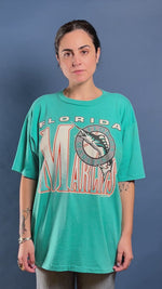 Load and play video in Gallery viewer, Vintage 1991 Florida Miami Marlins Baseball Single Stitch T-shirt
