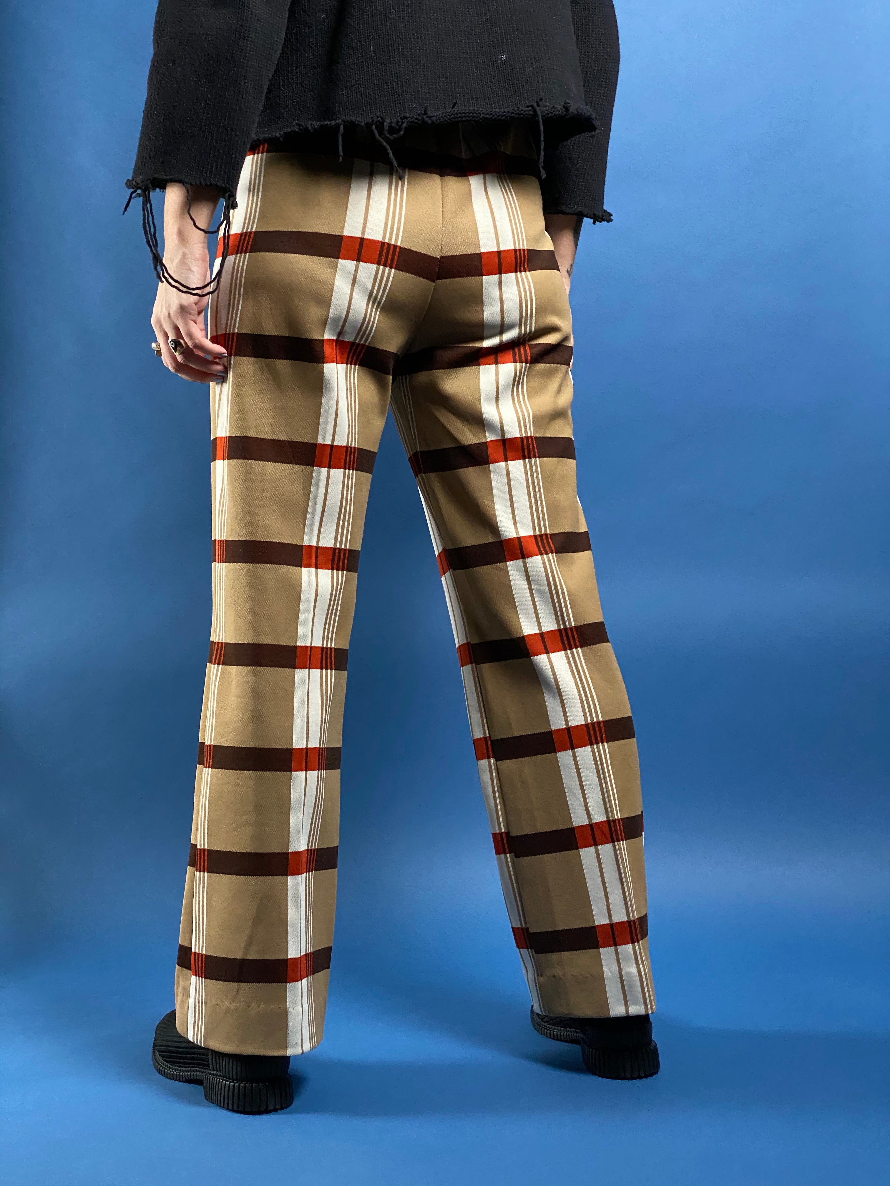 Vintage 1970s Check Fabric Trousers