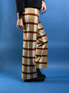 Vintage 1970s Check Fabric Trousers