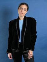 Load image into Gallery viewer, Vintage 1980s Oscar De La Renta Miss O Velvet Black Blazer
