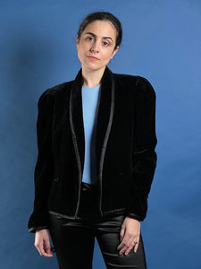 Vintage 1980s Oscar De La Renta Miss O Velvet Black Blazer