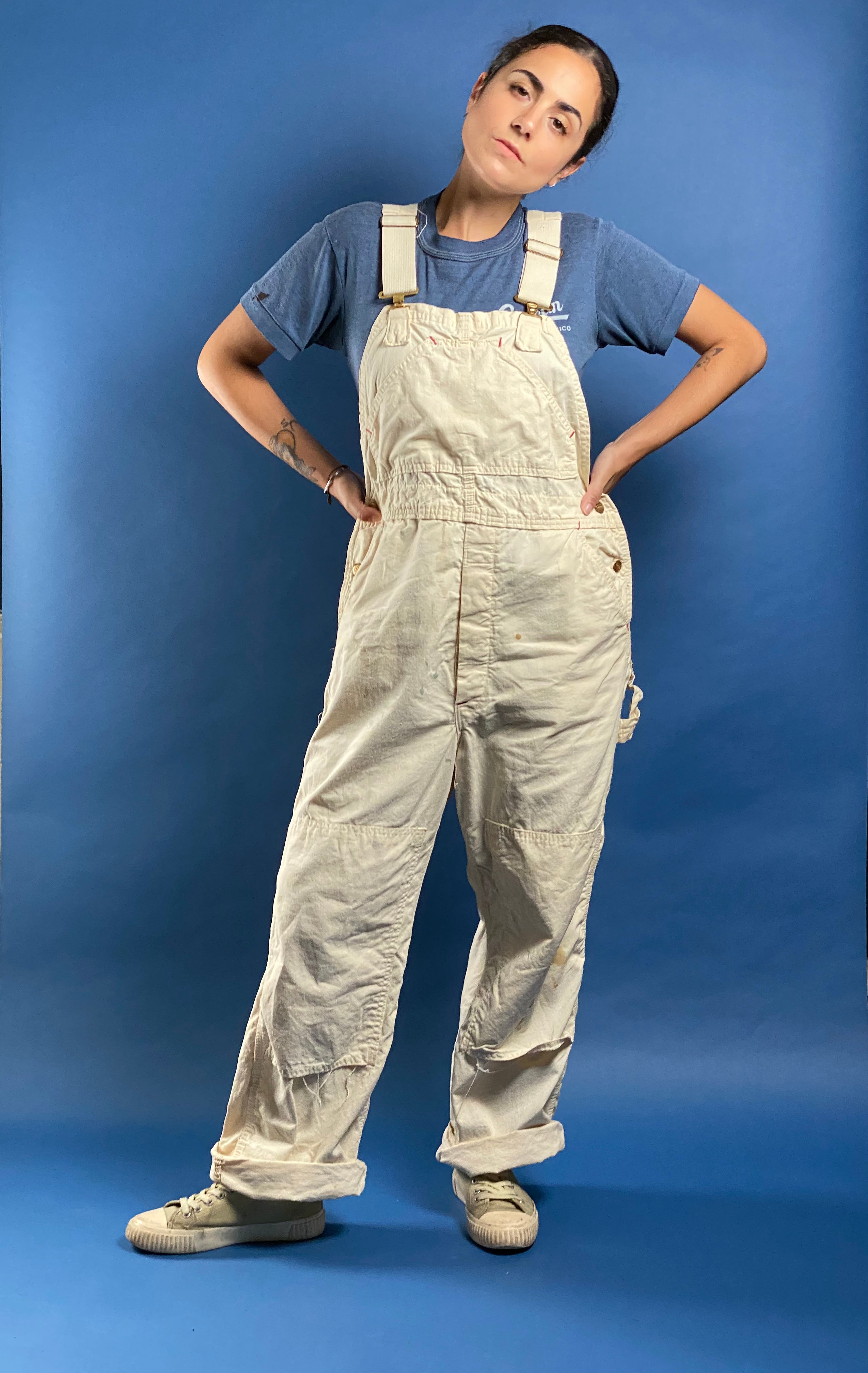 Vintage 1980s Distressed White CARHARTT Dungarees