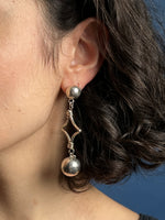 Load image into Gallery viewer, Vintage Mid Century style Long Silver Earrings
