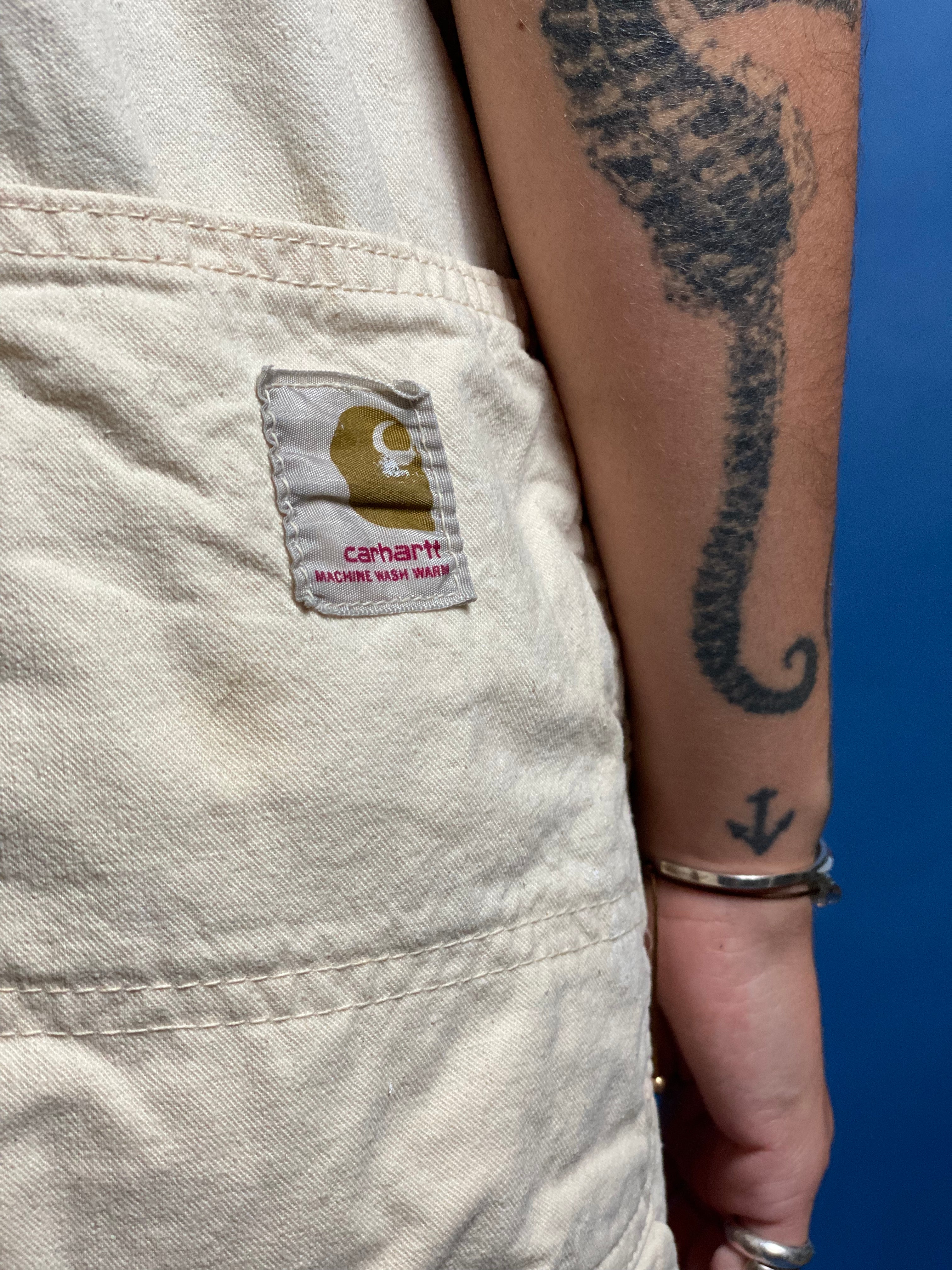 Vintage 1980s Distressed White CARHARTT Dungarees