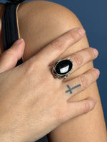 Load image into Gallery viewer, Vintage Silver Native American Onyx Ring
