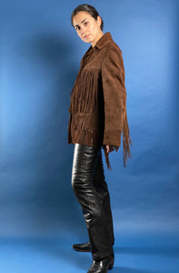 Vintage 1970s Suede Western Fringe Coat