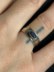 Vintage 1960s Brutalist Modern Amethyst Silver Ring