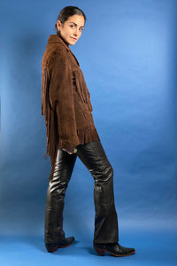 Vintage 1970s Suede Western Fringe Coat