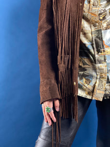 Vintage 1970s Suede Western Fringe Coat