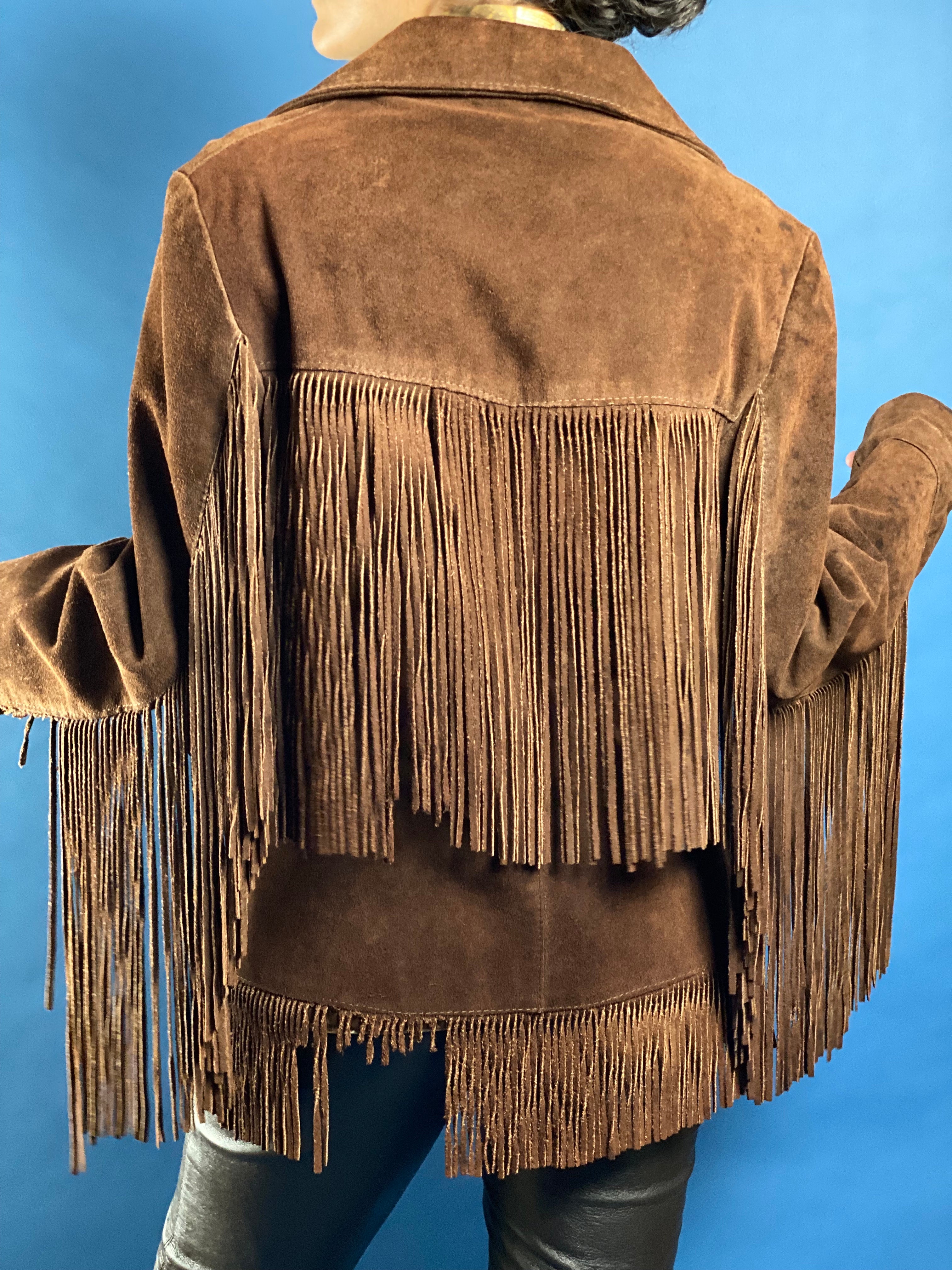 Vintage 1970s Suede Western Fringe Coat