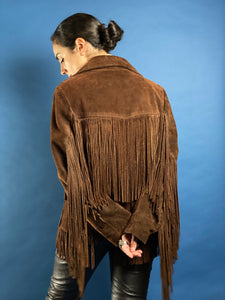 Vintage 1970s Suede Western Fringe Coat