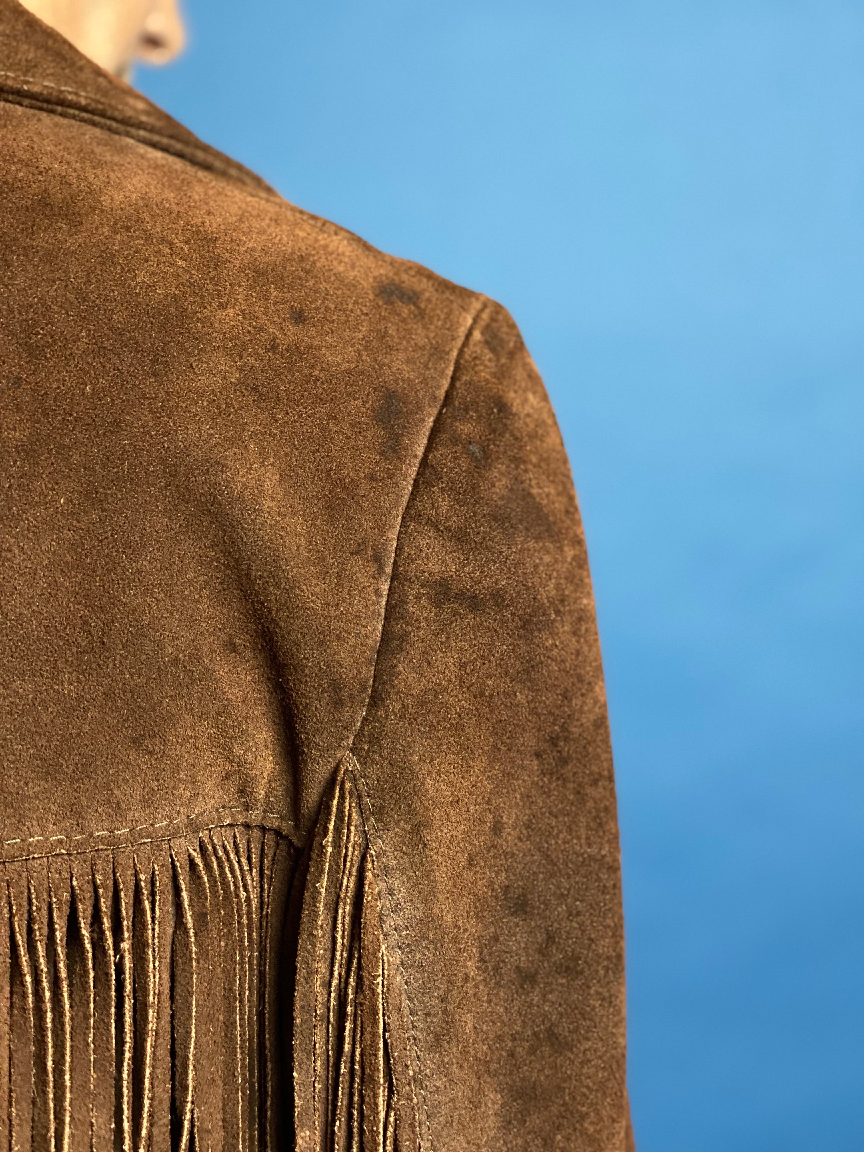 Vintage 1970s Suede Western Fringe Coat