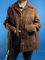 Load image into Gallery viewer, Vintage 1970s Suede Western Fringe Coat
