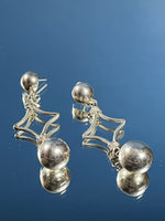 Load image into Gallery viewer, Vintage Mid Century style Long Silver Earrings
