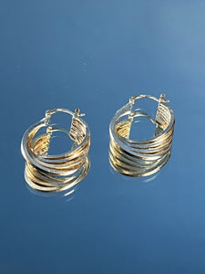 Vintage Silver Chunky Layered Hoops