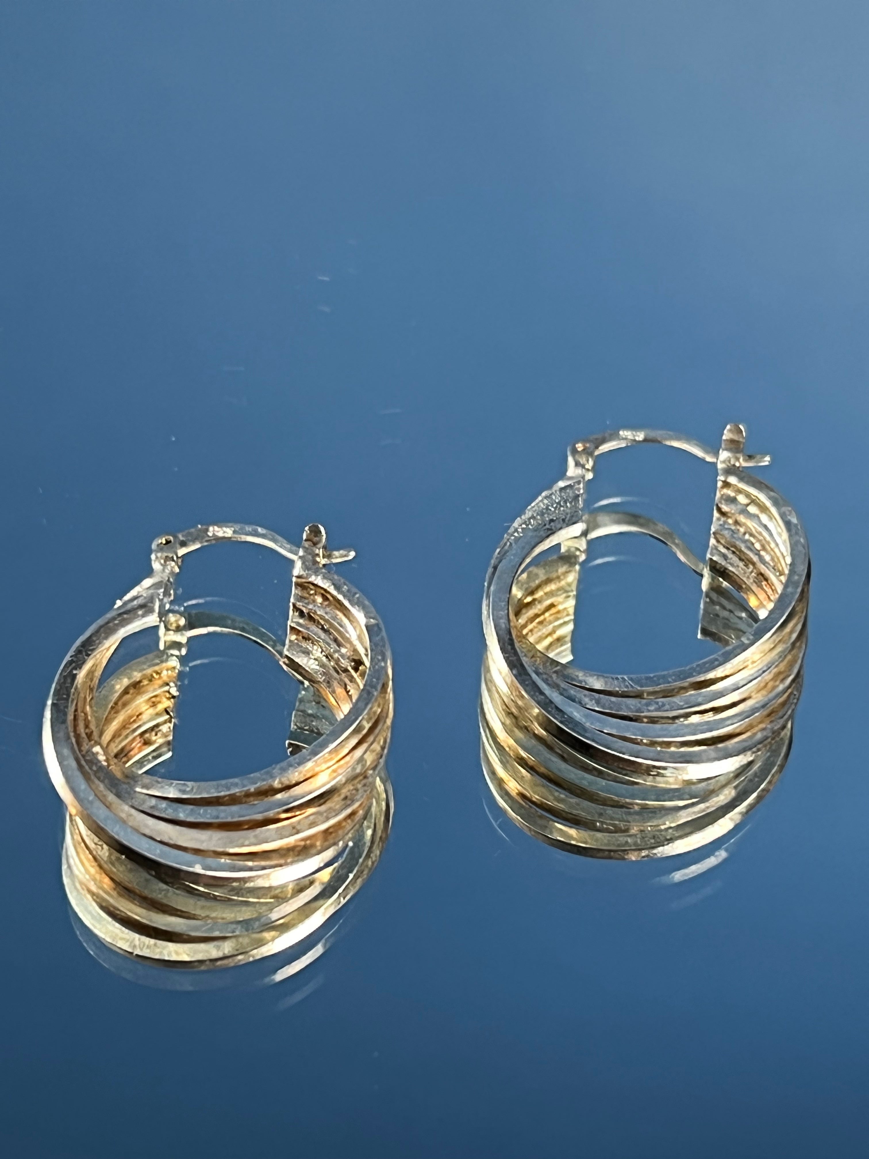 Vintage Silver Chunky Layered Hoops