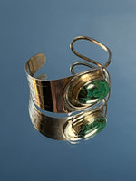 Load image into Gallery viewer, Vintage Mexico Silver Malachite Cuff Bracelet
