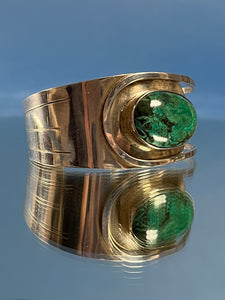 Vintage Mexico Silver Malachite Cuff Bracelet