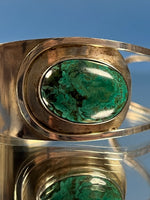 Load image into Gallery viewer, Vintage Mexico Silver Malachite Cuff Bracelet
