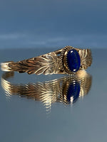 Load image into Gallery viewer, Vintage 1970s Native American Silver Cuff w/ Floral style &amp; Lapis Lazuli Stone
