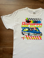 Load image into Gallery viewer, Vintage 1989 CHEVROLET Illustration white Tshirt w/ Neon Colours
