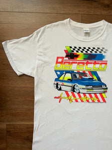 Vintage 1989 CHEVROLET Illustration white Tshirt w/ Neon Colours