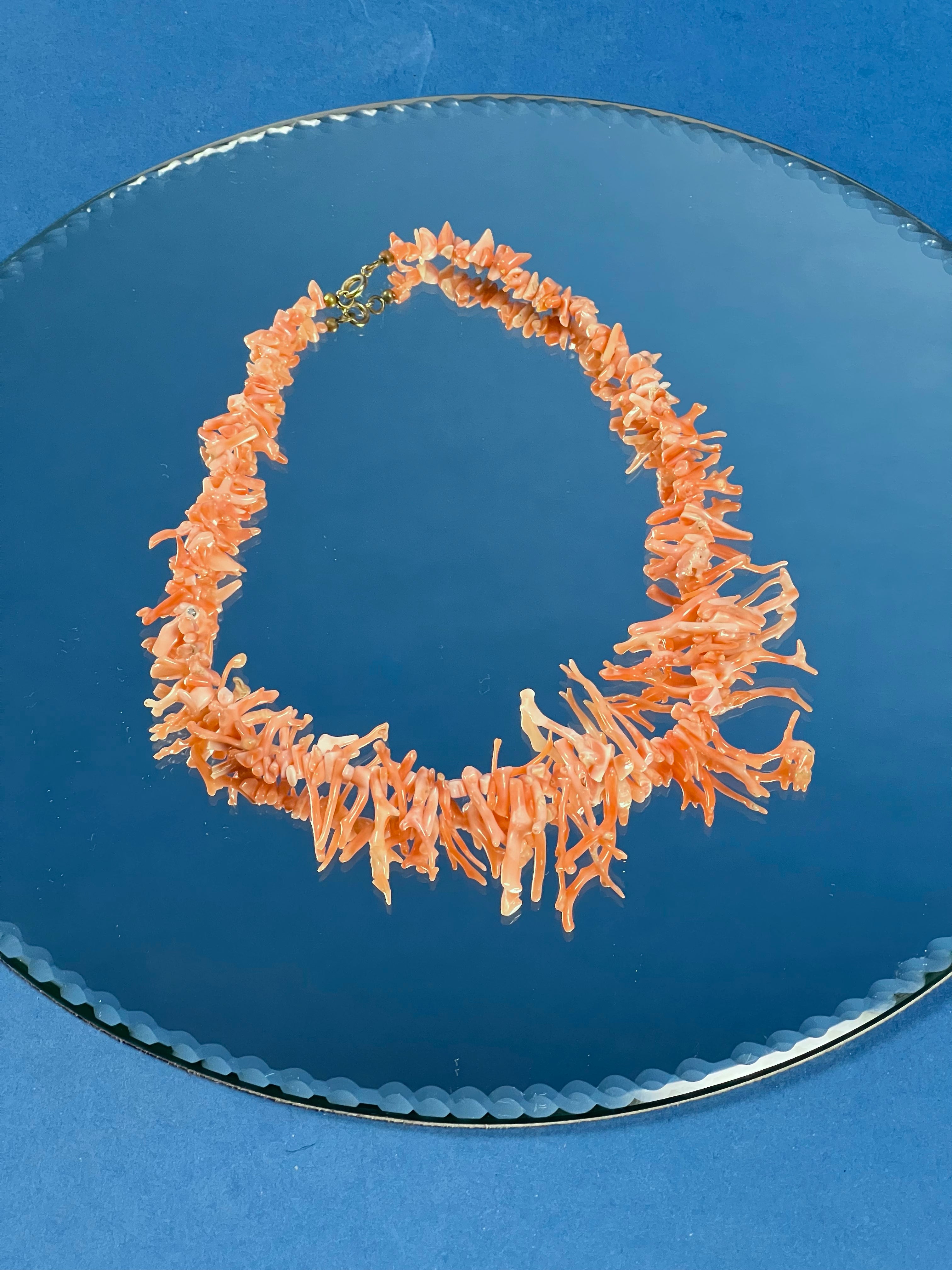 Antique Art Deco 1930s Coral Branches Beaded Necklace