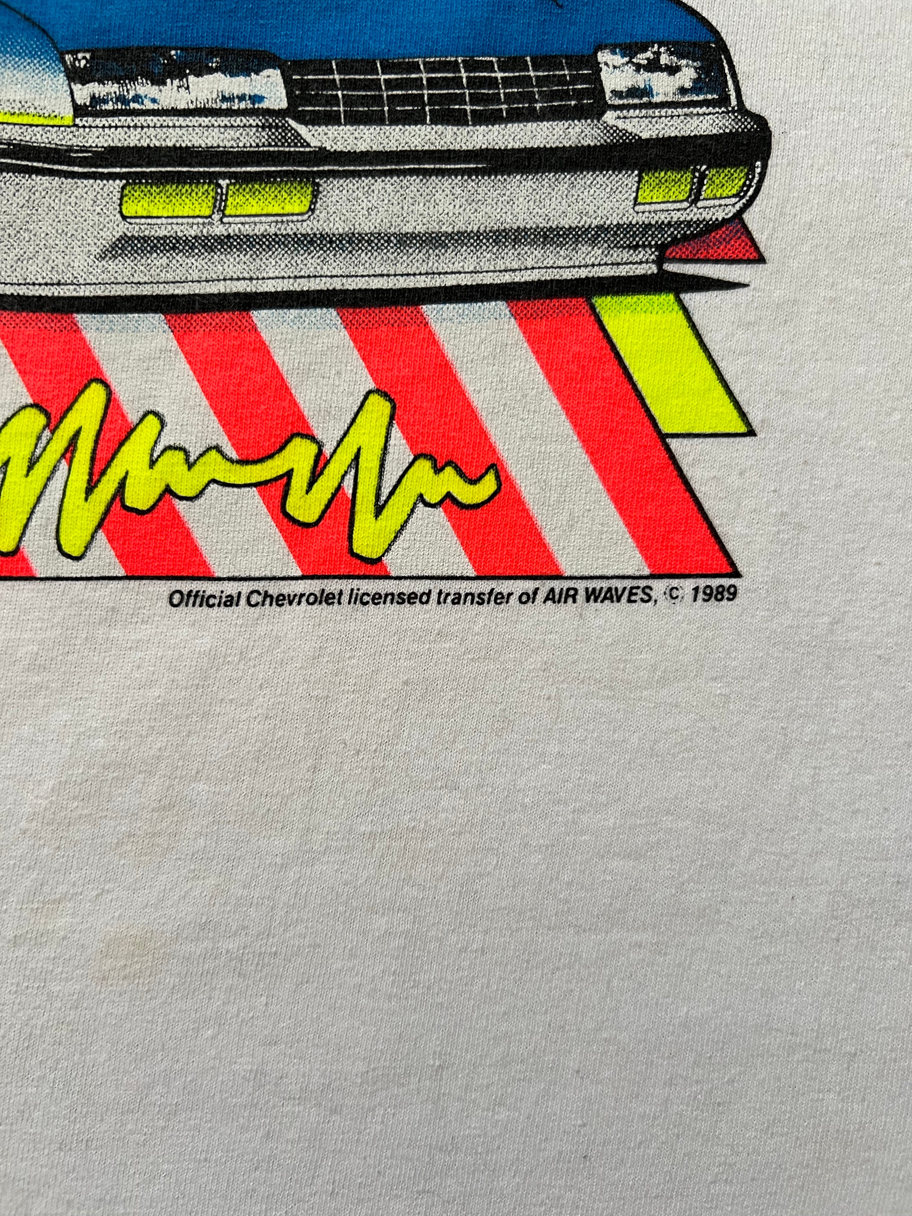 Vintage 1989 CHEVROLET Illustration white Tshirt w/ Neon Colours