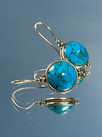 Load image into Gallery viewer, Vintage 1970s Silver &amp; Turquoise Earrings
