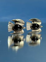 Load image into Gallery viewer, Vintage 1950s Mexican Silver &amp; Onyx Thunderbird Earrings
