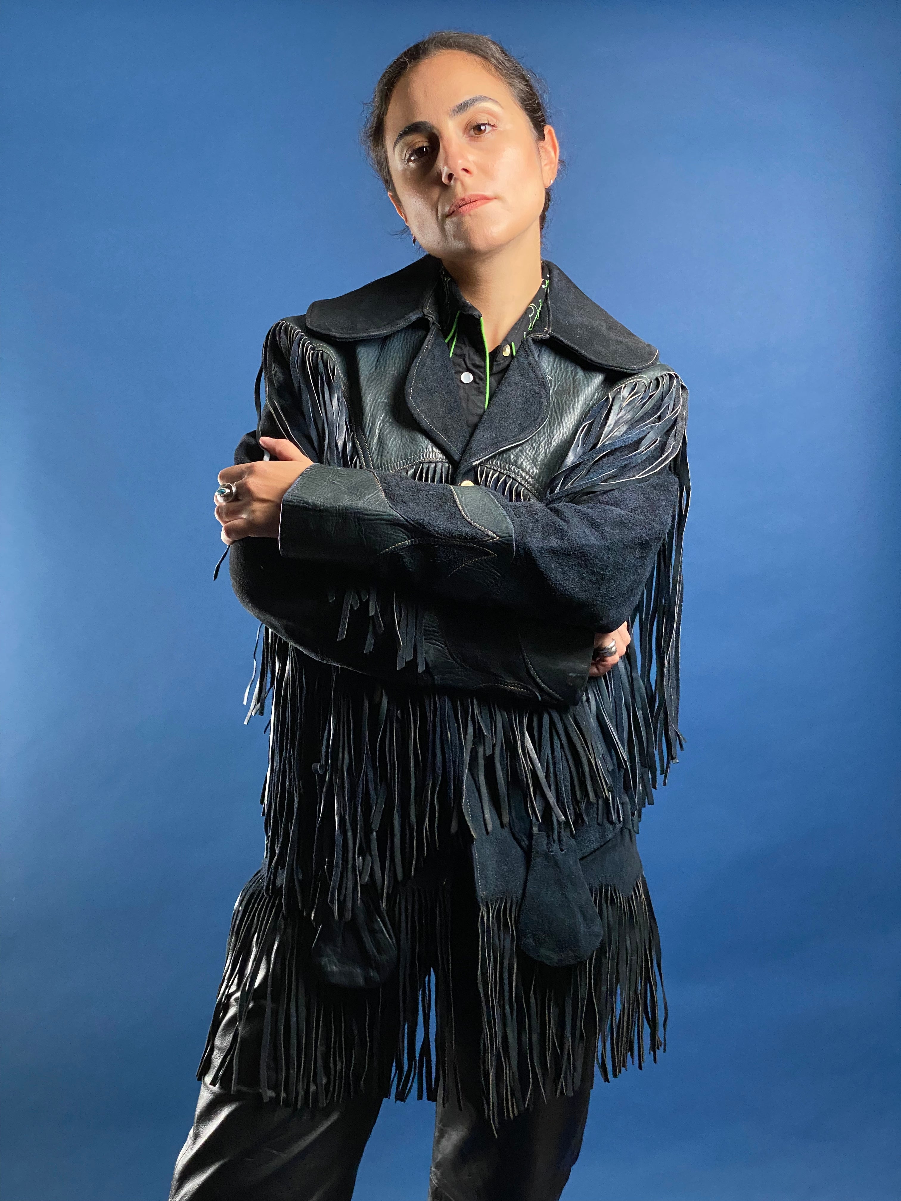 Vintage 1980s Suede Leather Western Jacket with Fringe