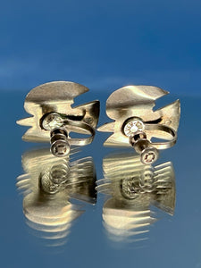 Vintage 1950s Mexican Silver & Onyx Thunderbird Earrings