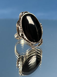 Vintage Silver Native American Onyx Ring