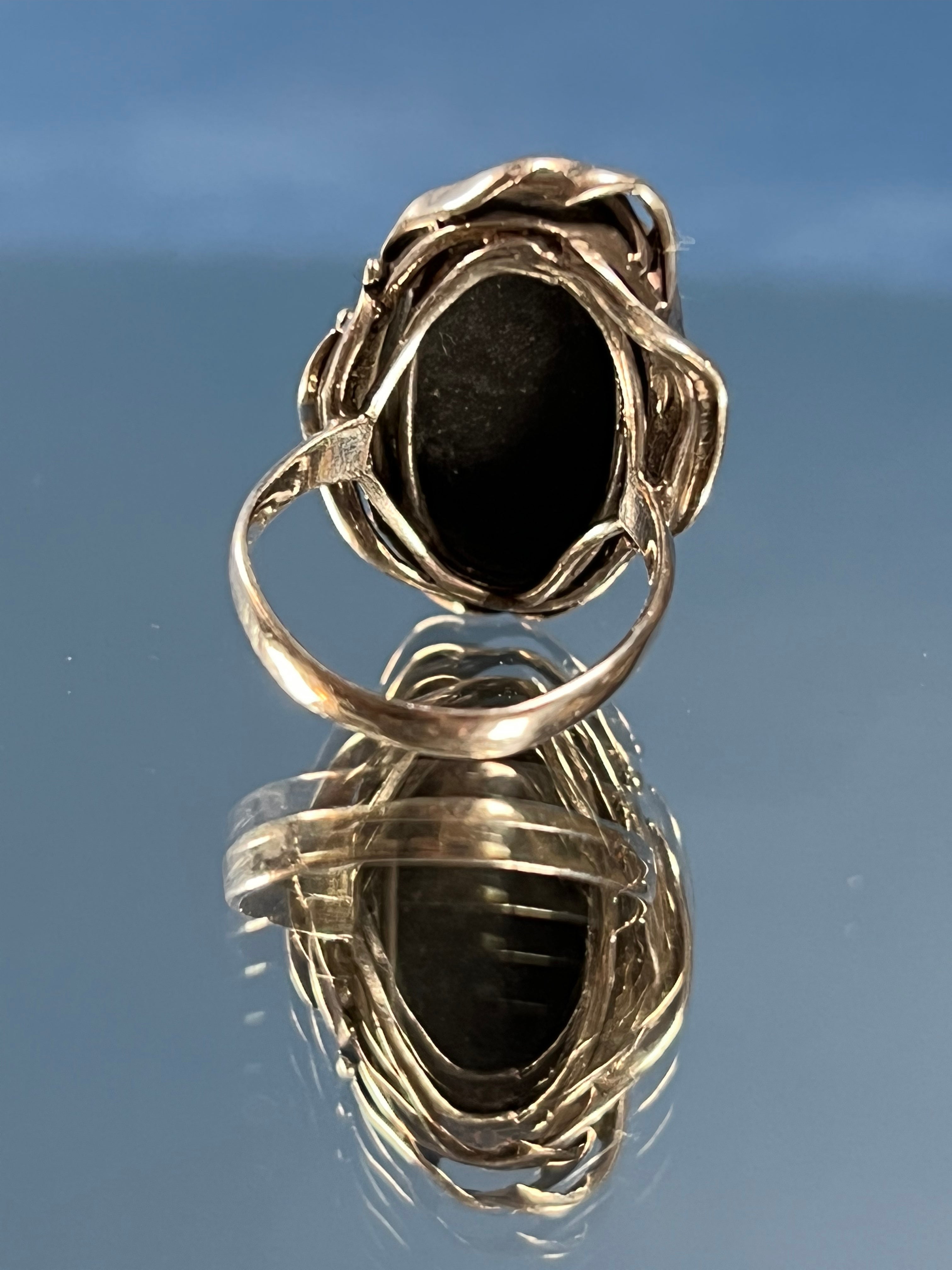 Vintage Silver Native American Onyx Ring