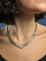 Load image into Gallery viewer, Vintage 1980s V Shape Chain Link Choker Chain Silver Necklace, made in Italy
