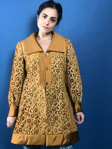 Vintage 1960s Lilli Ann Brocade Penny Lane Coat