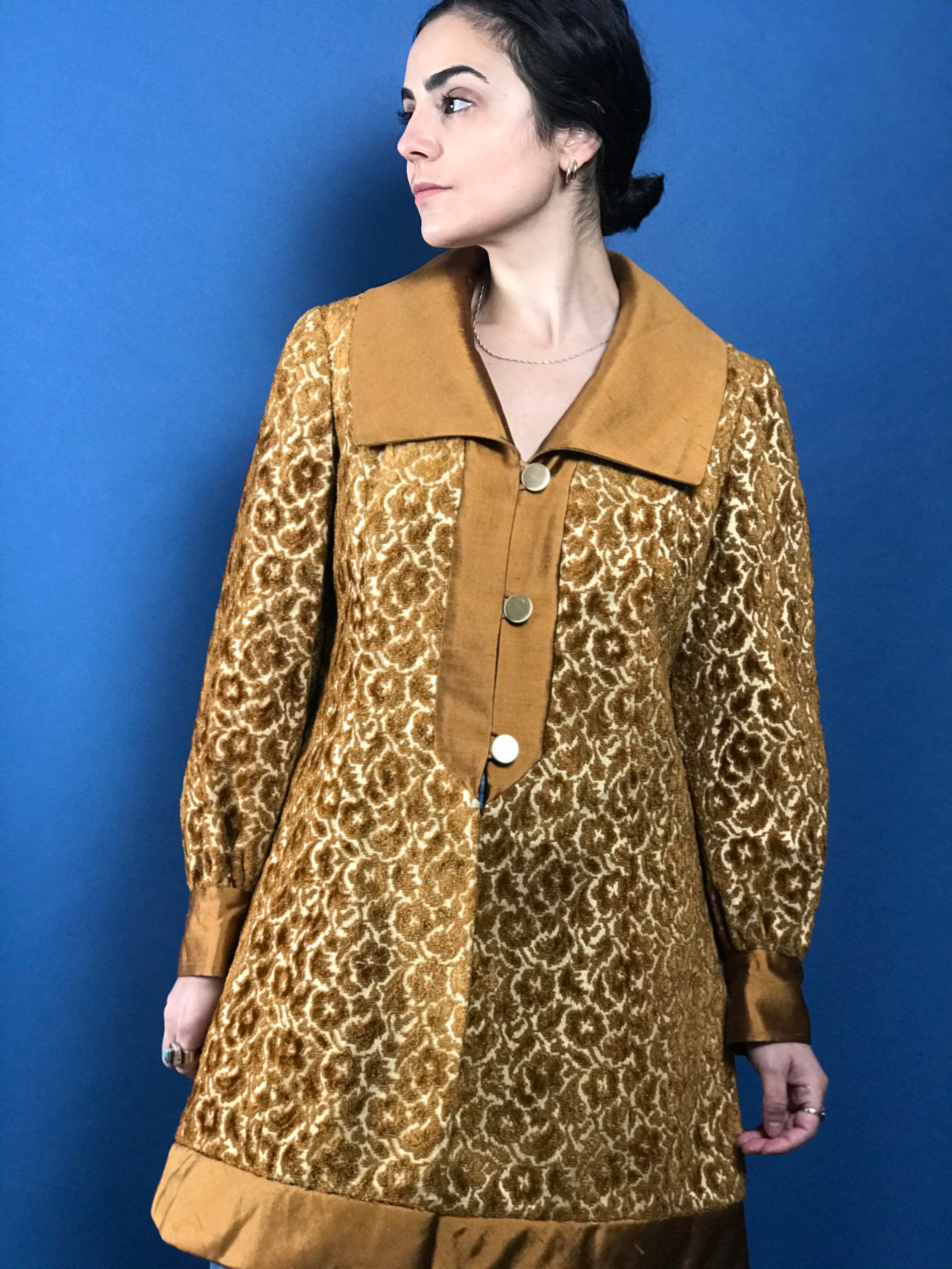 Vintage 1960s Lilli Ann Brocade Penny Lane Coat