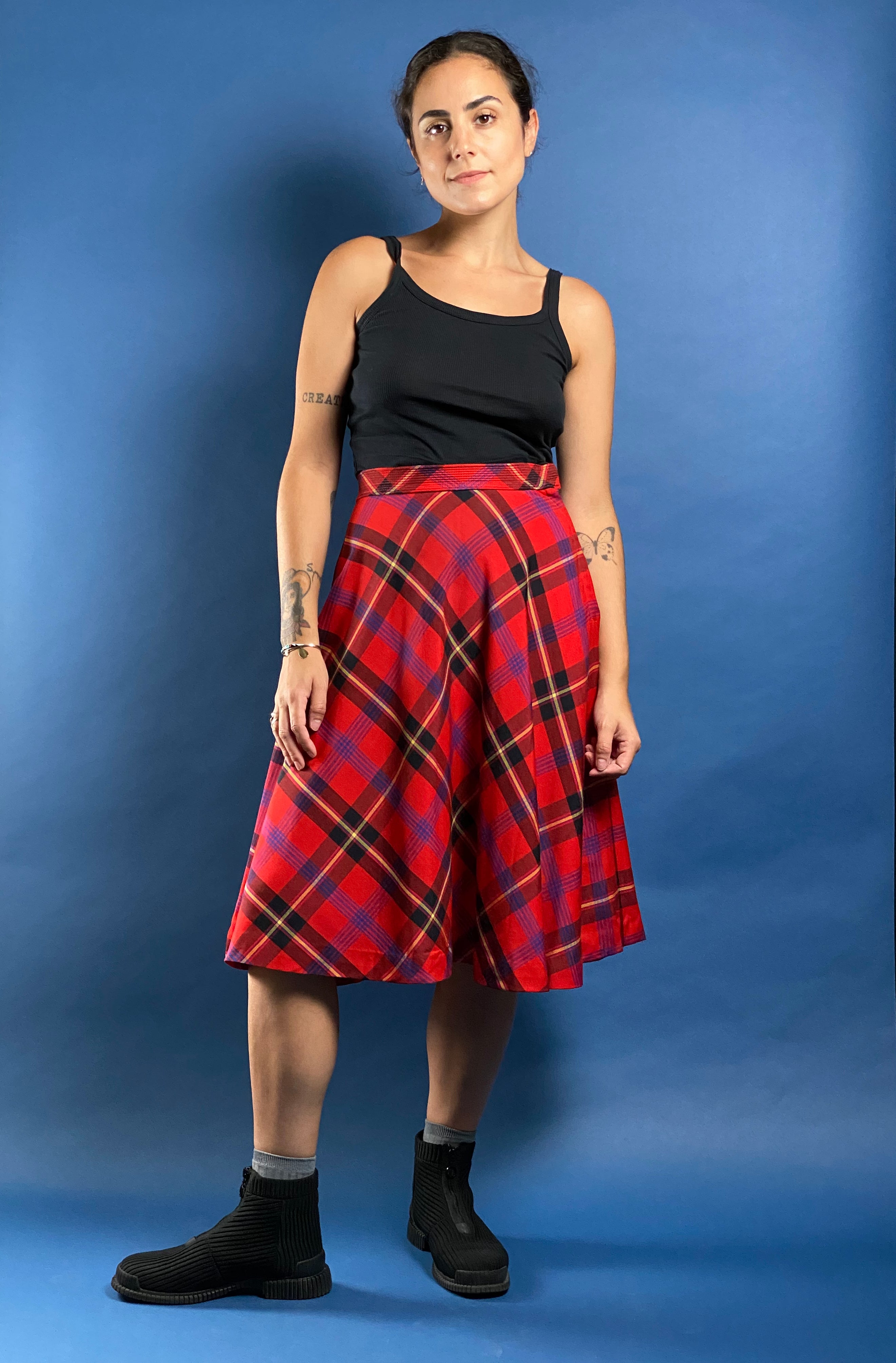 Vintage 1970s Check Midi Skirt