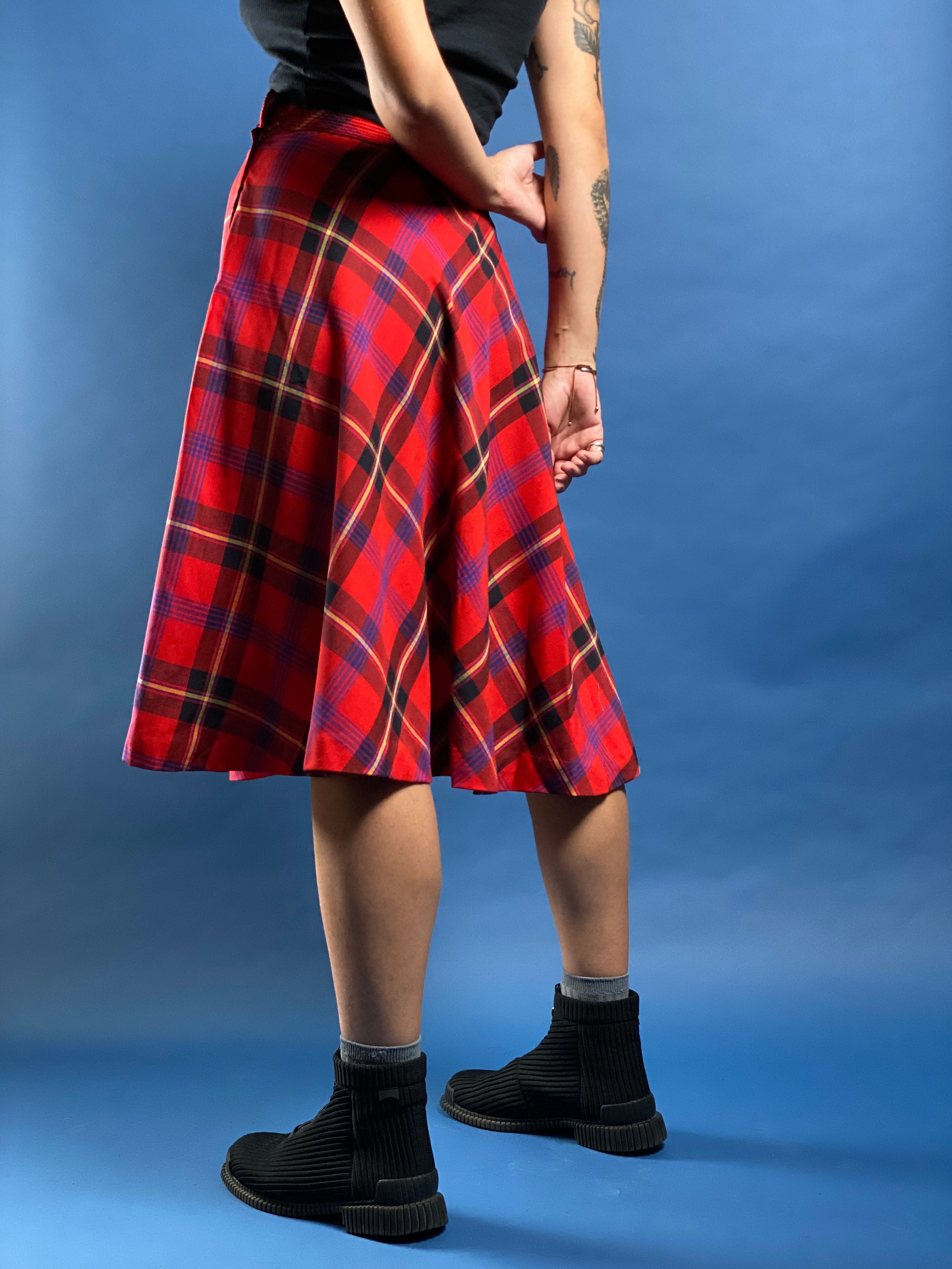 Vintage 1970s Check Midi Skirt